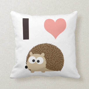 I heart cute hedgehog throw pillow