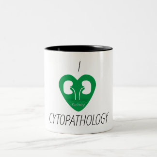 I heart cytopathology - kidney Two-Tone coffee mug