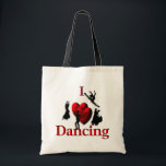 I Heart Dancing Tote Bag<br><div class="desc">A unique I Heart design with 3d hearts. It is decorated with dancers on either side of the heart.  This is a really unique idea for the dance lover.</div>