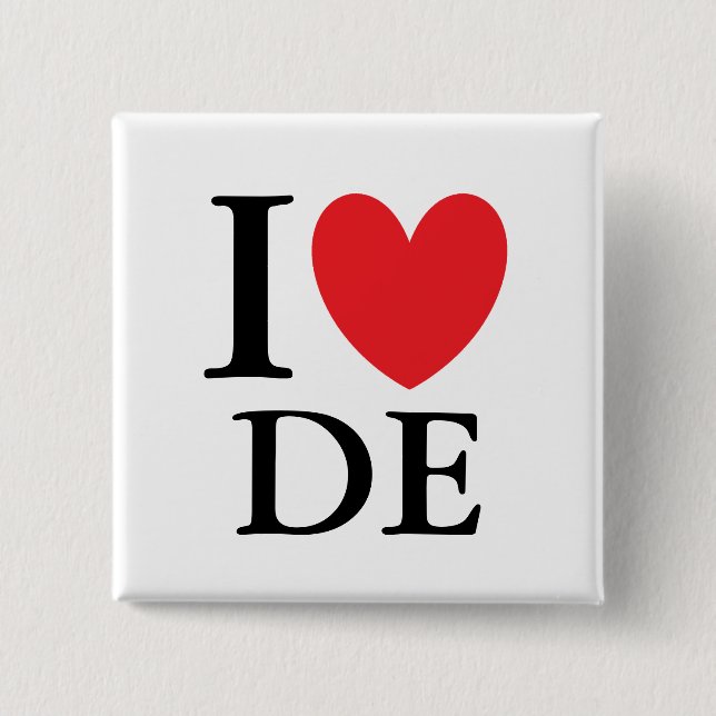 I Heart Delaware 2 Inch Square Button (Front)