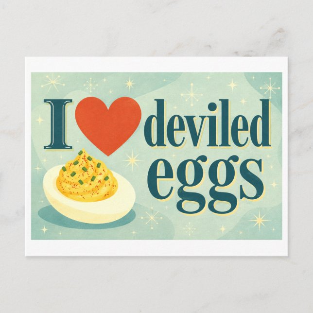 "I [Heart] Deviled Eggs" Postcard (Front)