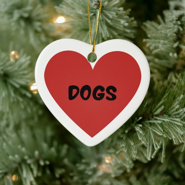 I Heart Dogs Ceramic Ornament (Tree)