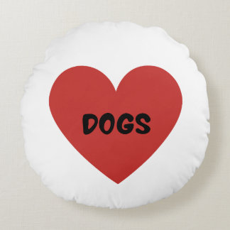 I Heart Dogs Round Pillow