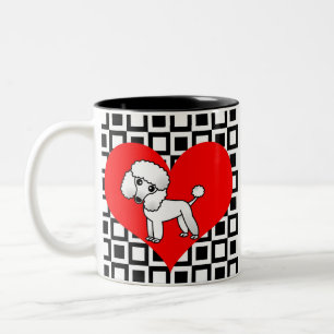 I Heart Dogs - White Poodle Two-Tone Coffee Mug