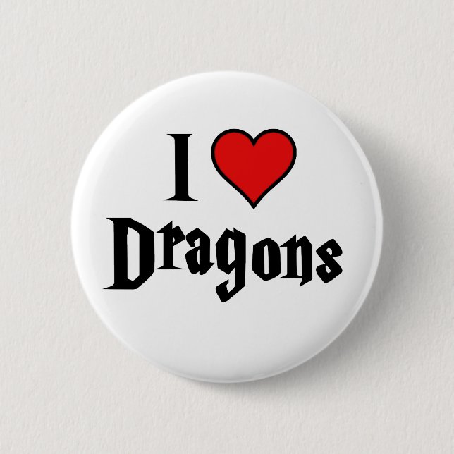 I heart dragons 2 inch round button (Front)