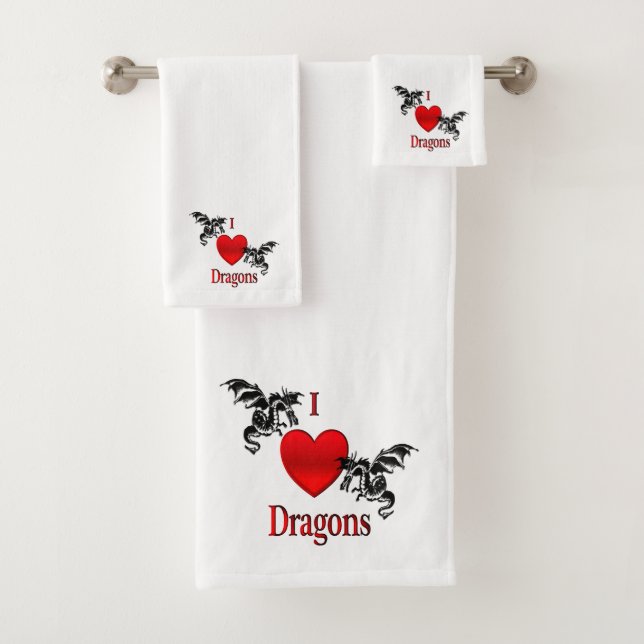 I Heart Dragons Bath Towel Set (Insitu)