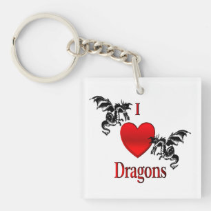 I Heart Dragons Keychain