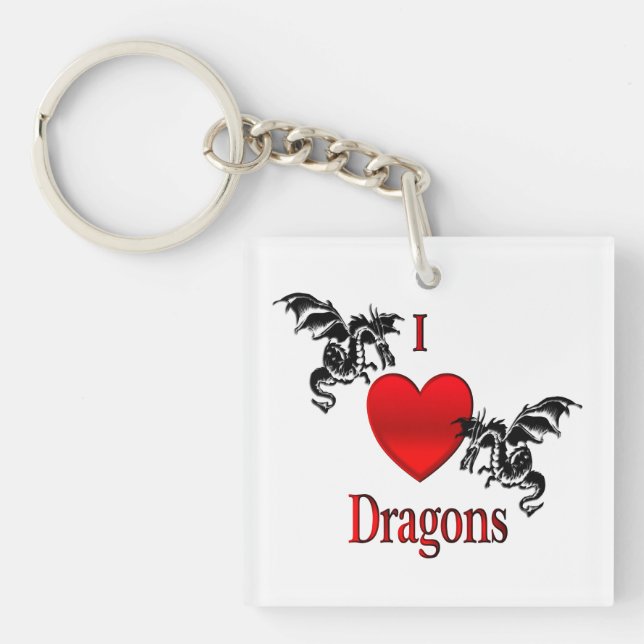 I Heart Dragons Keychain (Front)