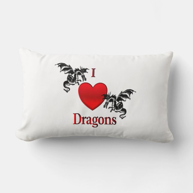 I Heart Dragons Lumbar Pillow (Front)