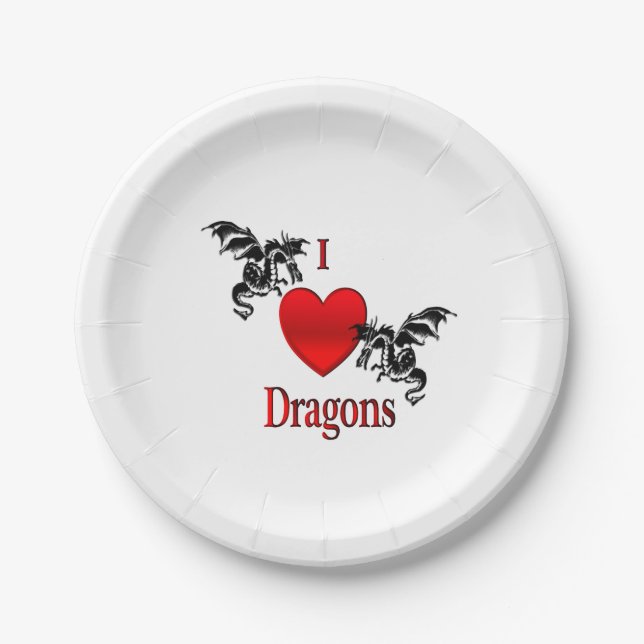 I Heart Dragons Paper Plate (Front)