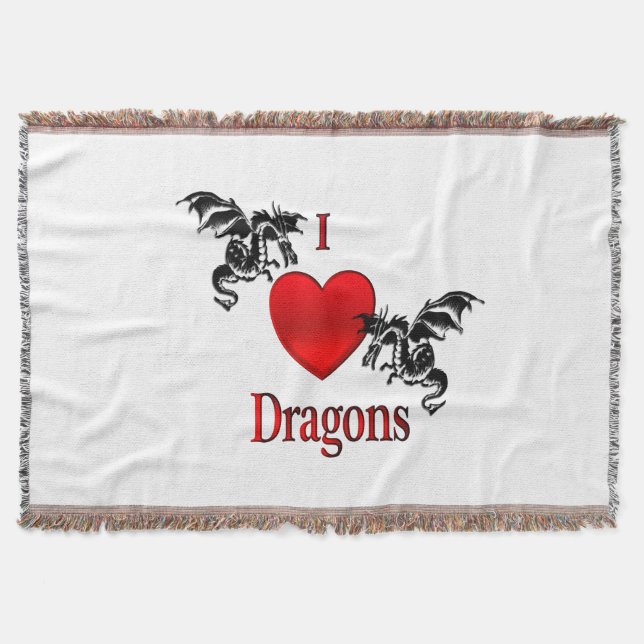 I Heart Dragons Throw Blanket (Front)