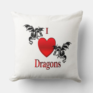 I Heart Dragons Throw Pillow