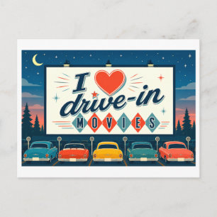 "I [Heart] Drive-in Movies" Postcard