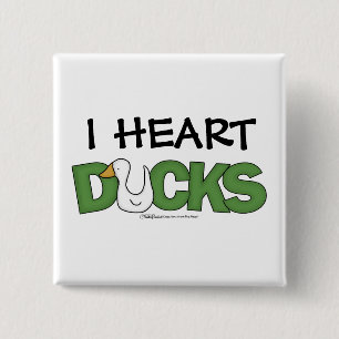 I Heart Ducks 2 Inch Square Button