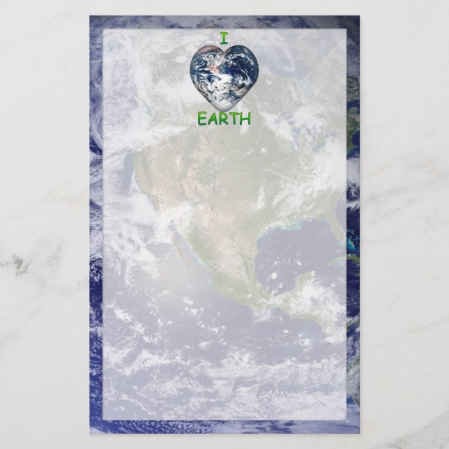 I Heart Earth (I ♥ Earth) With Earth Trimming Stationery (Front)