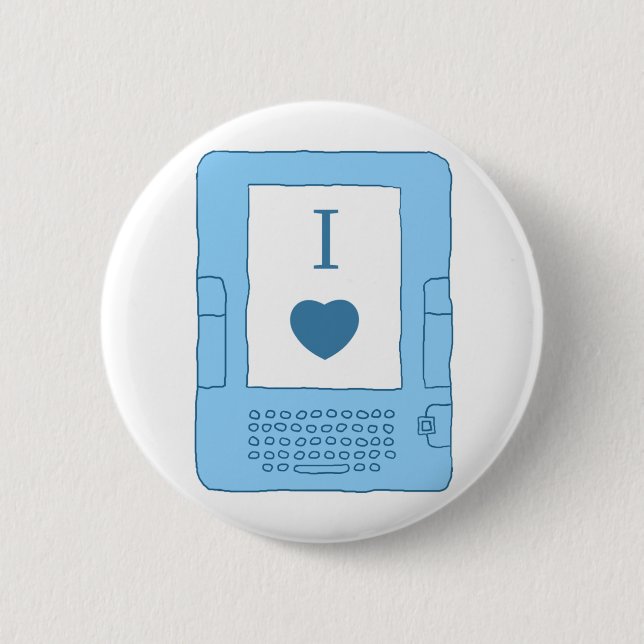 i heart ebooks (blue) 2 inch round button (Front)