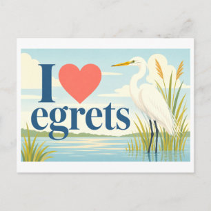 "I [Heart] Egrets" Postcard