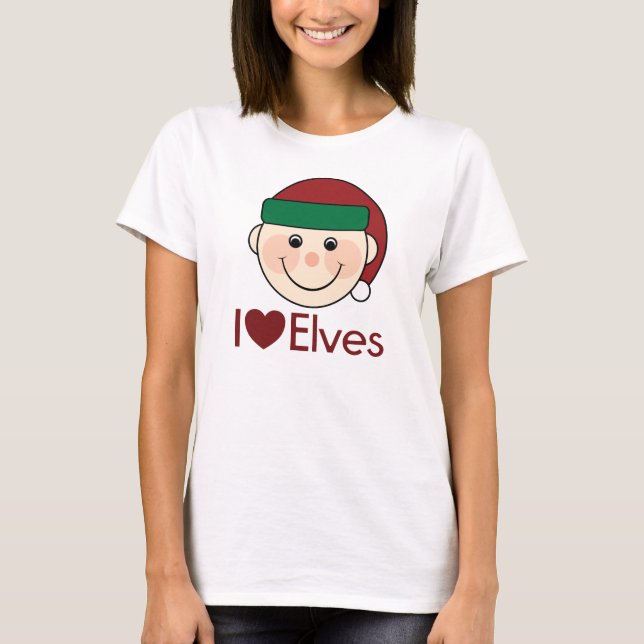 I Heart Elves Christmas T-Shirt (Front)