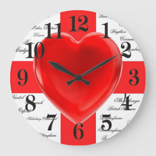 I Heart England Flag of St George Patriotic Large Clock