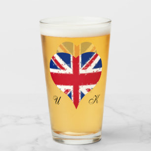 I Heart England UK British Flag Pint Glass