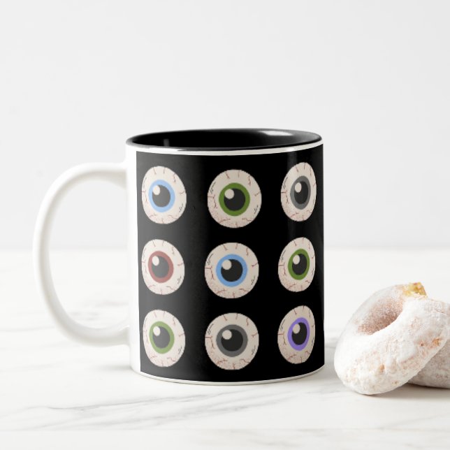 I Heart Eyeballs Two-Tone Coffee Mug (With Donut)