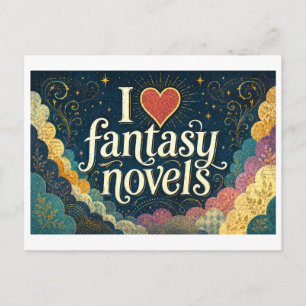 "I [Heart] Fantasy Novels" Postcard
