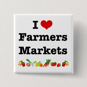 I Heart Farmers Markets 2 Inch Square Button