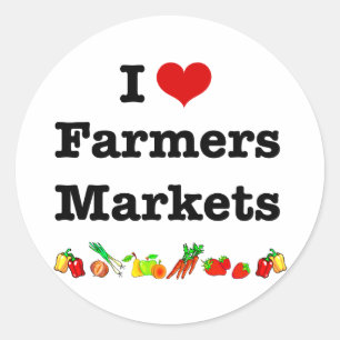 I Heart Farmers Markets Classic Round Sticker
