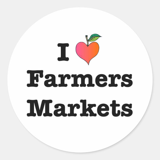 I Heart Farmers Markets Classic Round Sticker (Front)