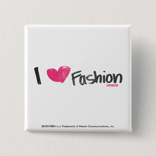 I Heart Fashion Magenta 2 Inch Square Button (Front)
