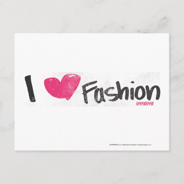 I Heart Fashion Magenta Postcard (Front)