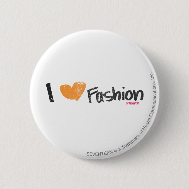I Heart Fashion Orange 2 Inch Round Button (Front)