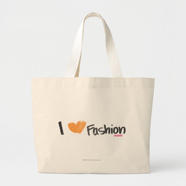 I Heart Fashion Orange Large Tote Bag (Front)