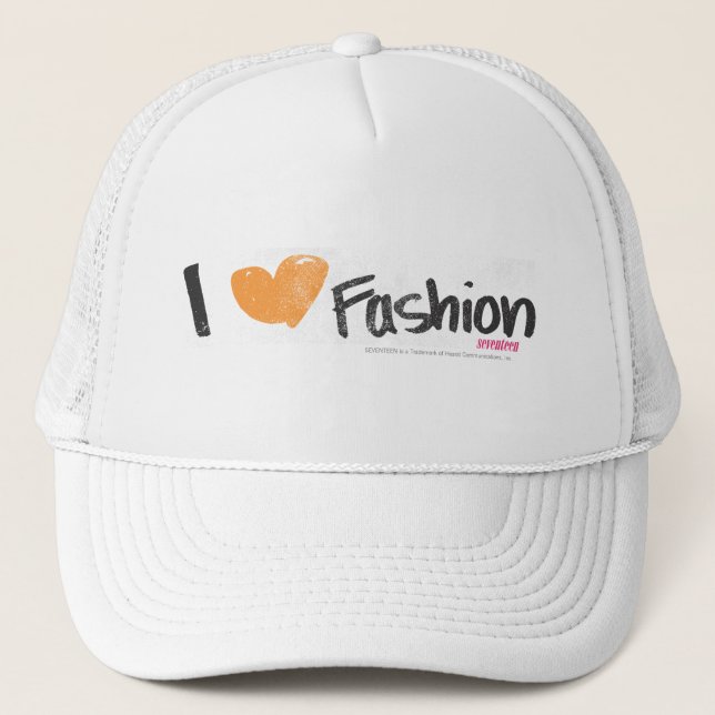 I Heart Fashion Orange Trucker Hat (Front)