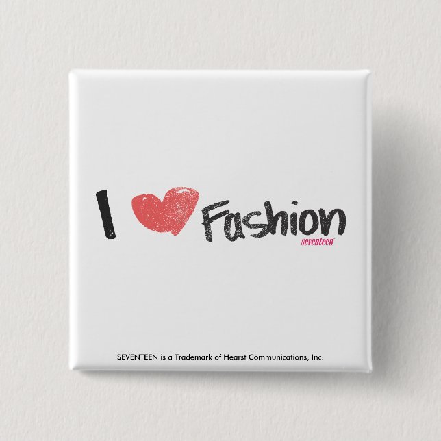 I Heart Fashion Purple 2 Inch Square Button (Front)