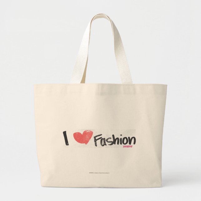 I Heart Fashion Purple Large Tote Bag (Front)