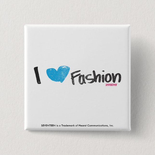 I Heart Fashion Yellow 2 Inch Square Button (Front)