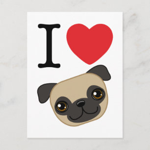 I Heart Fawn Pugs Postcard