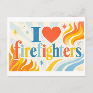 "I [Heart] Firefighters" Postcard