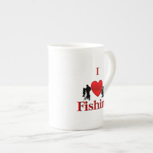 I Heart Fishing Bone China Mug