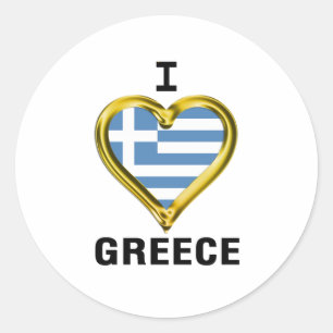 I Heart Flag Greece Classic Round Sticker