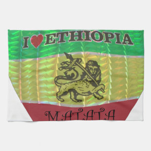 I Heart Flag - Love Ethiopia   Red Golden Green Ki Kitchen Towel