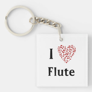 I Heart Flute - Music Instrument Keychain