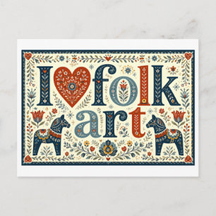 "I [Heart] Folk Art" Postcard