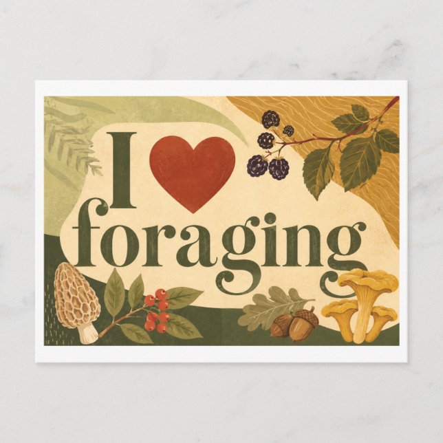"I [Heart] Foraging" Postcard (Front)