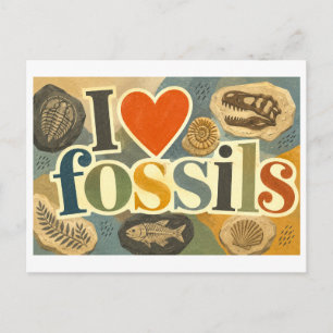 "I [Heart] Fossils" Postcard