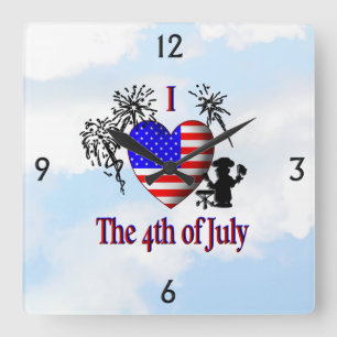 I Heart Fourth of July Wall Clock