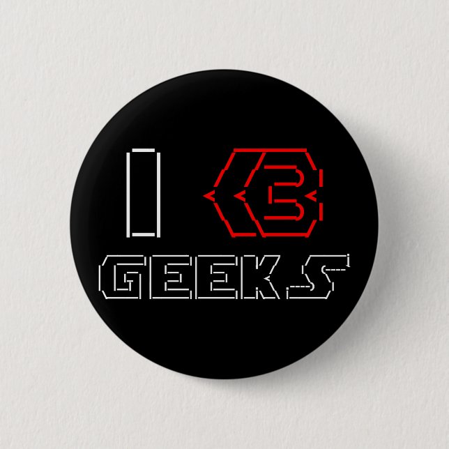 I Heart Geeks ASCII ART 2 Inch Round Button (Front)