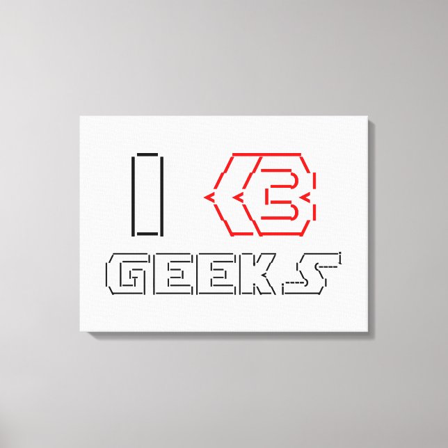 I Heart Geeks ASCII ART Canvas Print (Front)