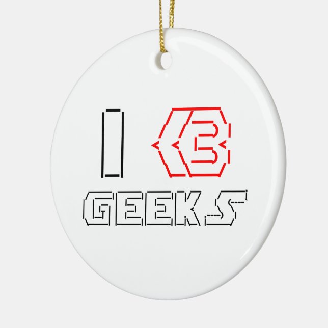 I Heart Geeks ASCII ART Ceramic Ornament (Left)
